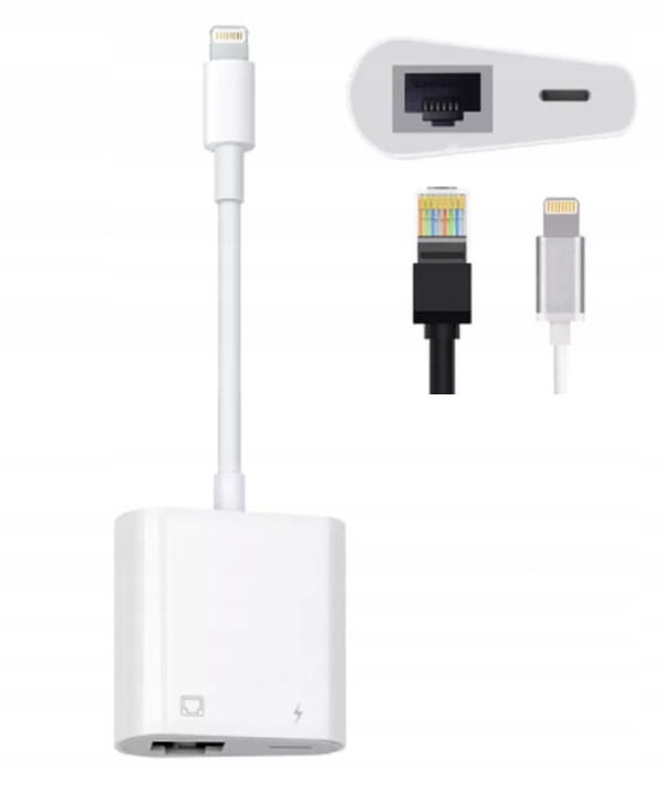 Karta sieciowa Adapter Lightning Ethernet Rj45 LAN iPhone iPad - zdjęcie 1